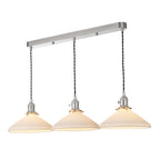 Hadano 3 Light Bar Pendant Antique Chrome & Ceramic Shallow Shade