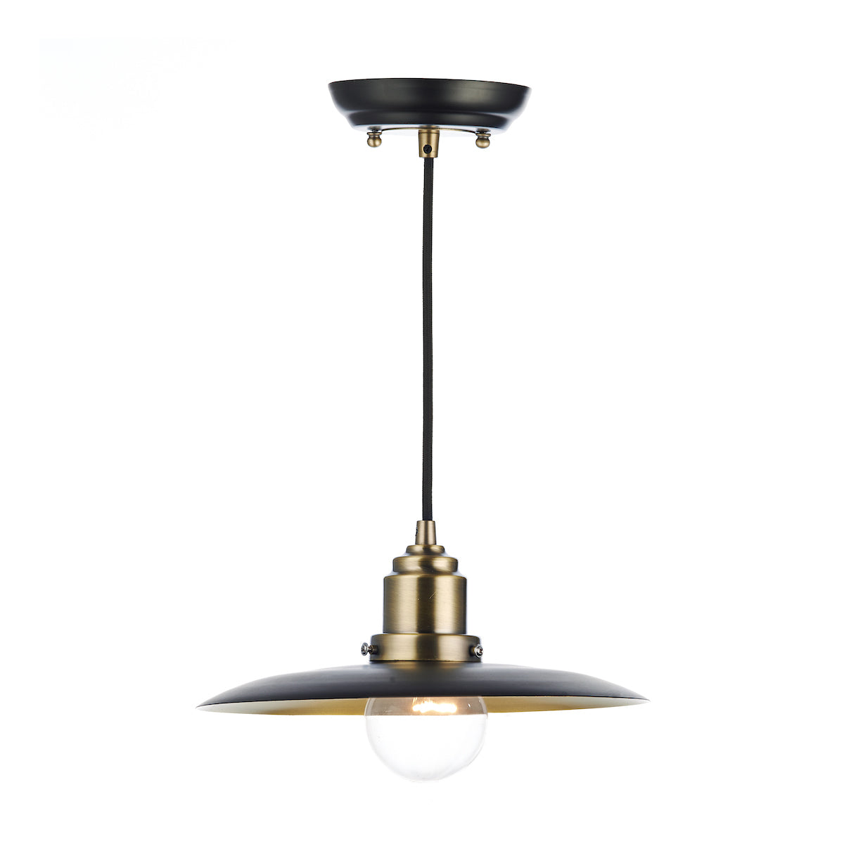 Hannover 1 Light Pendant Black Antique Brass