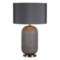 Helicon Table Lamps Grey Ribbed Glass and Antique Brass With Shade
