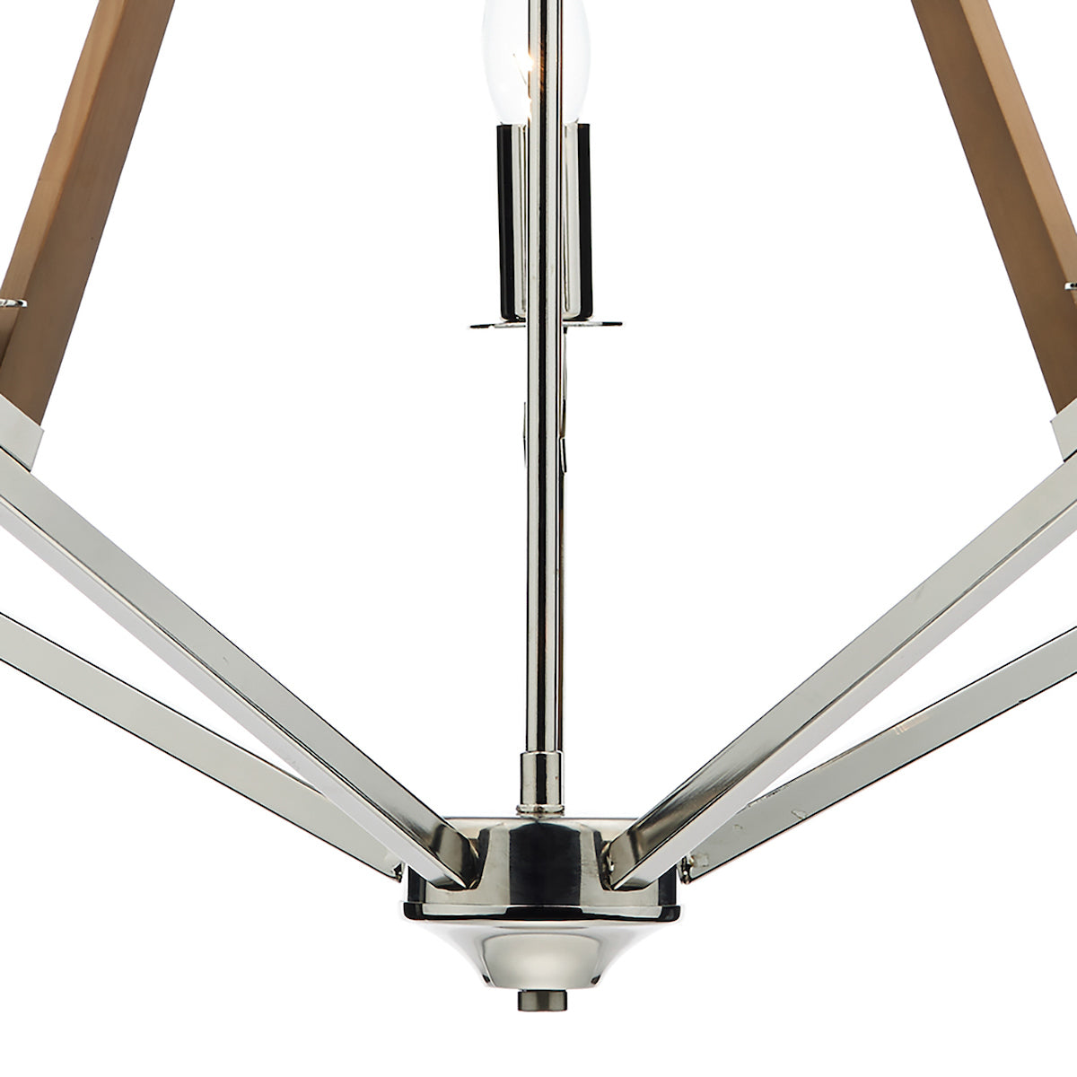 Hotel 5 Light Pendant Polished Nickel Wood