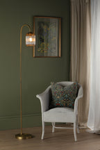 Idra Floor Lamp Aged Bronze and Champagne Ribbed Glass
