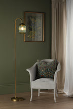 Idra Floor Lamp Aged Bronze and Green Ribbed Glass
