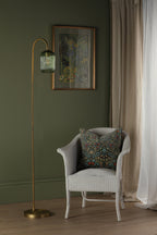 Idra Floor Lamp Aged Bronze and Green Ribbed Glass