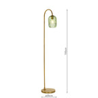 Idra Floor Lamp Aged Bronze and Green Ribbed Glass
