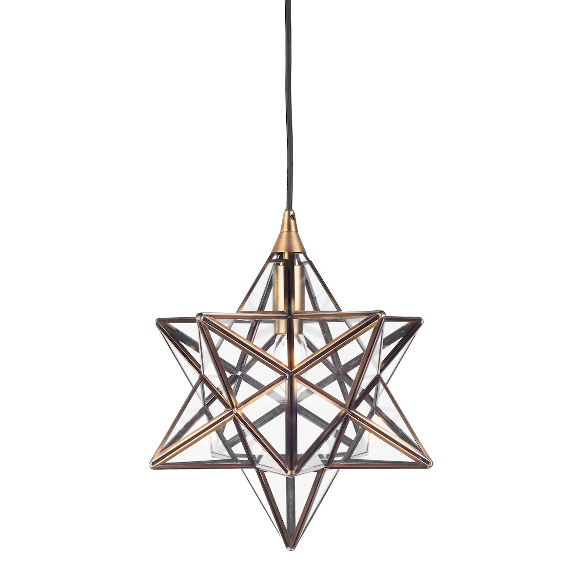 Ilario Small Star Pendant Antique Brass Glass