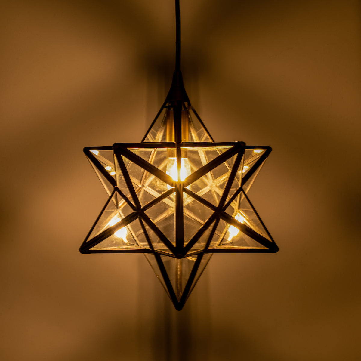 Ilario Small Star Pendant Antique Brass Glass