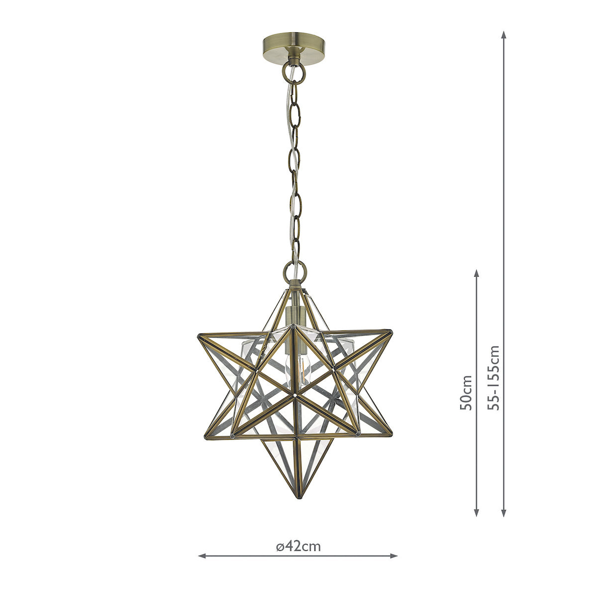 Ilario Large Star Pendant Antique Brass & Glass