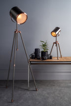Jake Task Floor Lamp Antique Silver And Copper