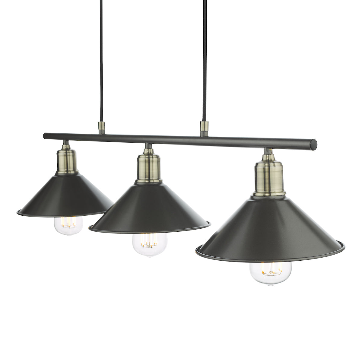 Jalen 3 Light Bar Pendant Graphite Antique Brass