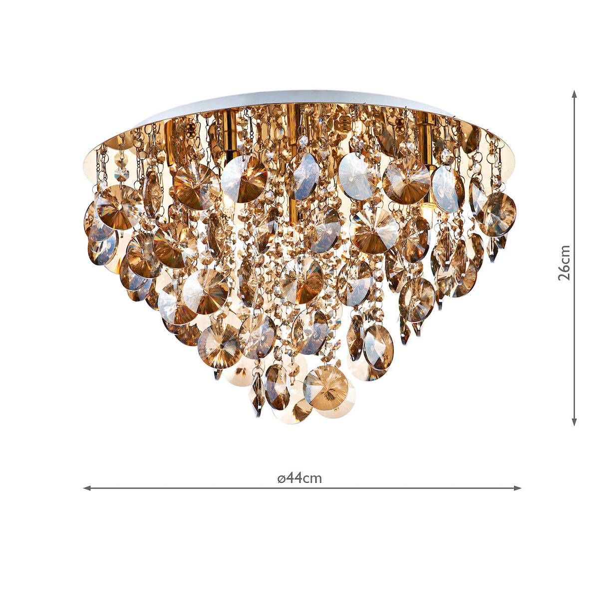 Jester 5 Light Flush Gold complete with Amber Droppers