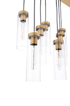 Jodelle 11 Light Bar Pendant Polished Bronze and Glass