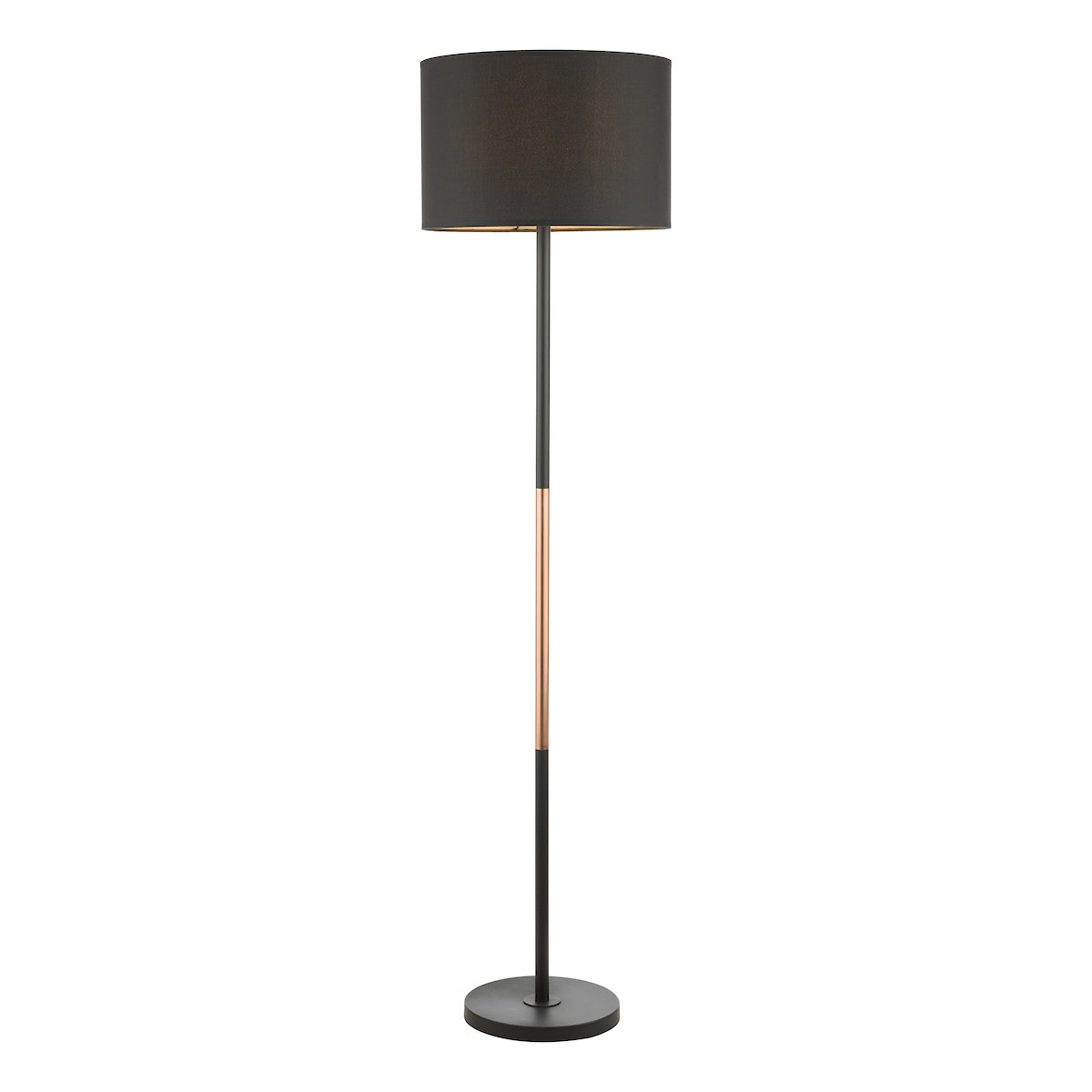 Kelso Floor Lamp Matt Black Polished Copper With Shade