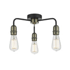 Kiefer 3 Light Flush Black & Antique Brass