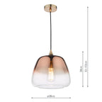 Klaxon 1 Light Pendant Ombre Copper Glass