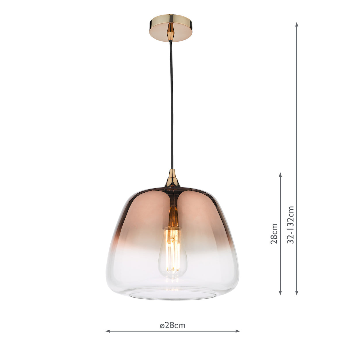Klaxon 1 Light Pendant Ombre Copper Glass