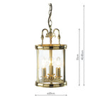 Lambeth 3 Light Lantern Dual Mount Polished Brass