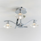 Langella 3-Light Chrome Semi-Flush Ceiling Light with Crystal Shades