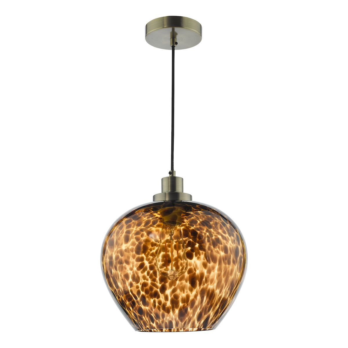 Leandra Pendant Tortoiseshell Glass and Antique Brass