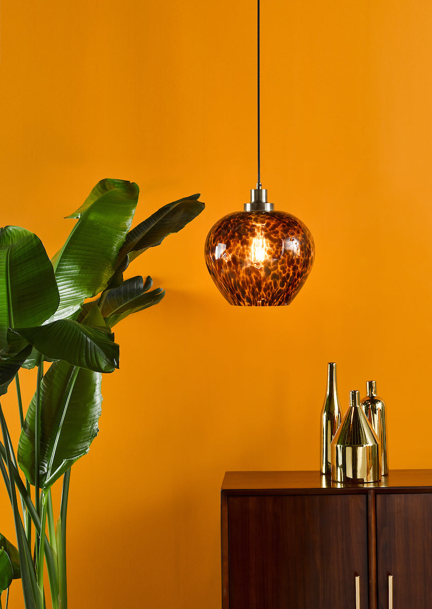 Leandra Pendant Tortoiseshell Glass and Antique Brass