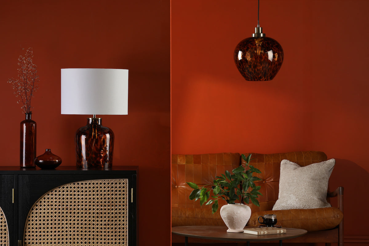 Leandra Pendant Tortoiseshell Glass and Antique Brass