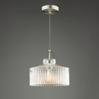 Lenka Pendant Satin Nickel and Ribbed Glass