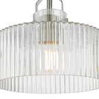 Lenka Semi-Flush Satin Nickel and Ribbed Glass
