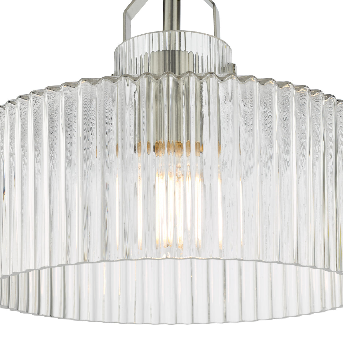 Lenka Semi-Flush Satin Nickel and Ribbed Glass