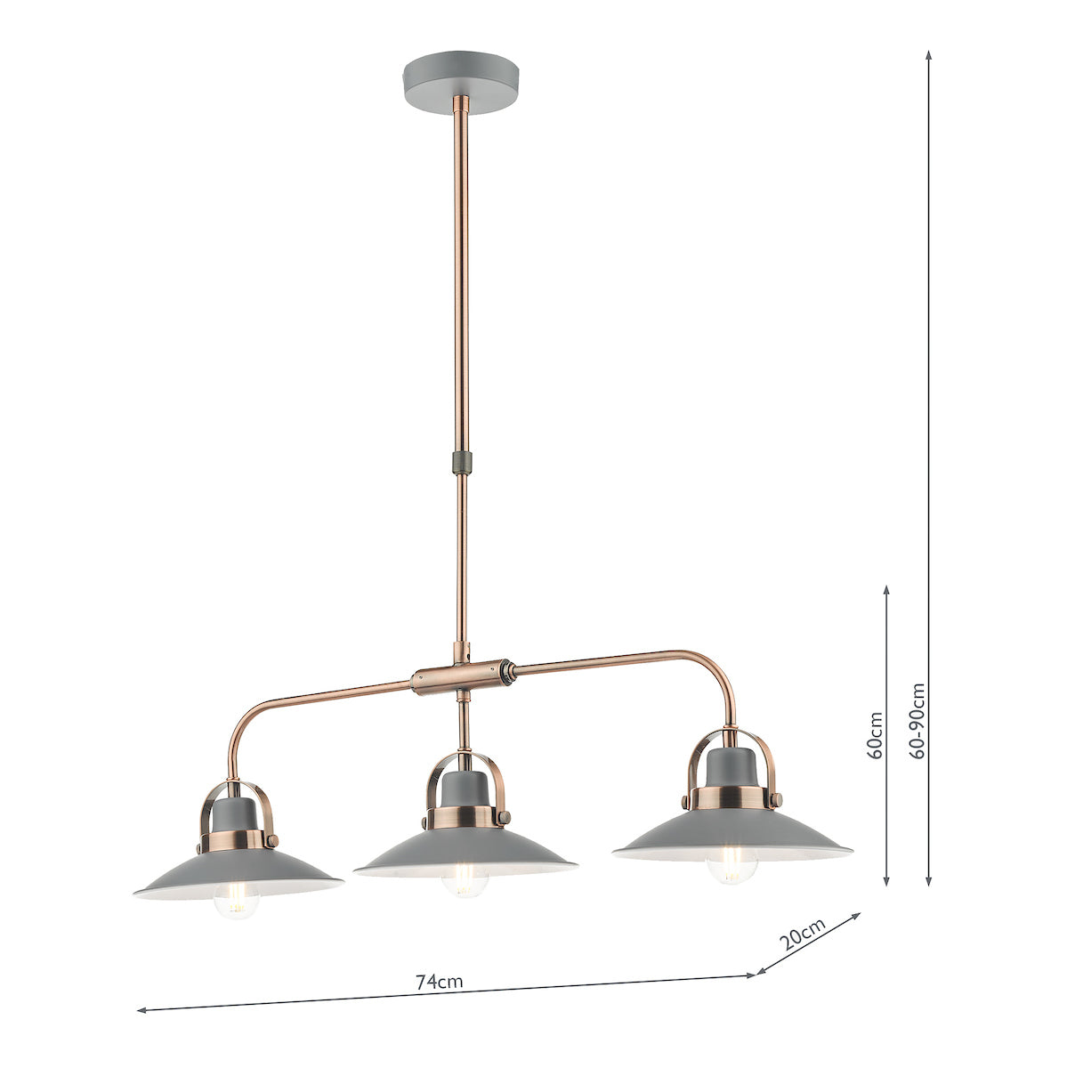 Liden 3 Light Bar Pendant Graphite Copper