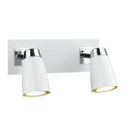 Loft 2 Light Wall Spotlight Matt White Polished Chrome