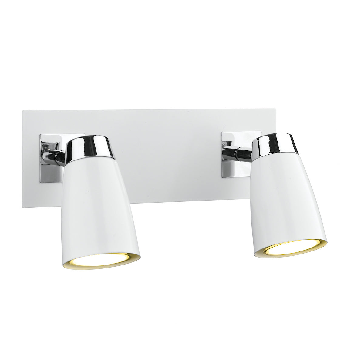 Loft 2 Light Wall Spotlight Matt White Polished Chrome