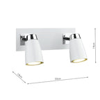 Loft 2 Light Wall Spotlight Matt White Polished Chrome