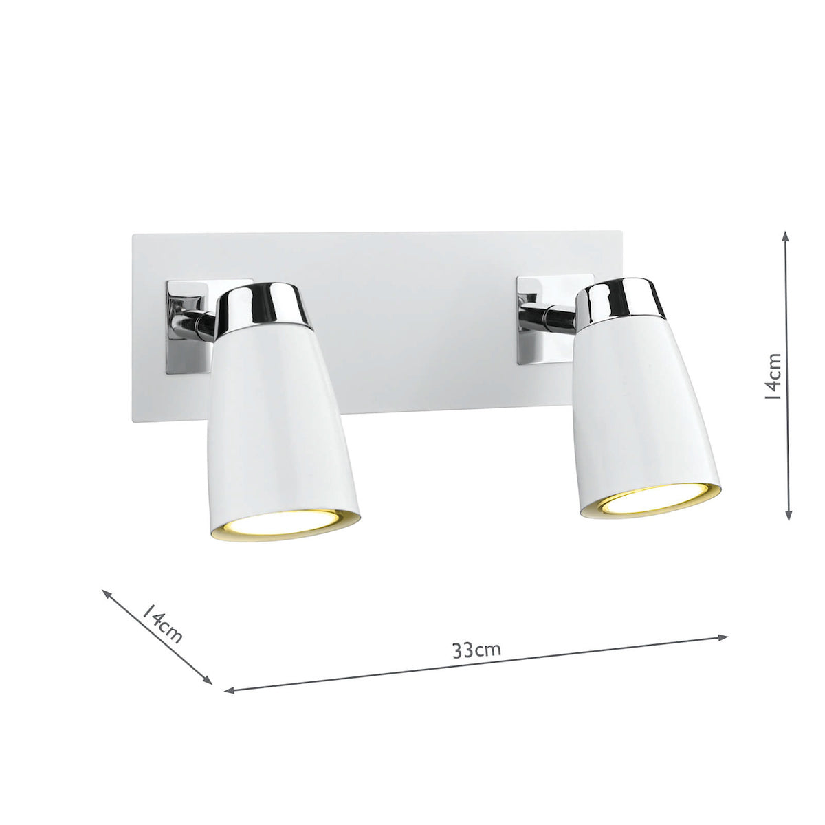 Loft 2 Light Wall Spotlight Matt White Polished Chrome