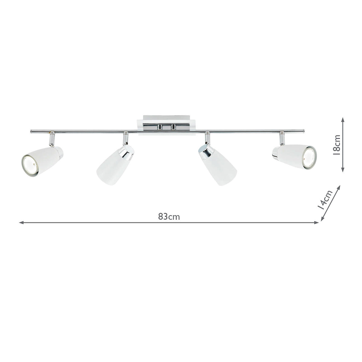 Loft 4 Light Bar Spotlight Matt White Polished Chrome