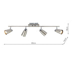 Loft 4 Light Bar Spotlight Satin & Polished Chrome