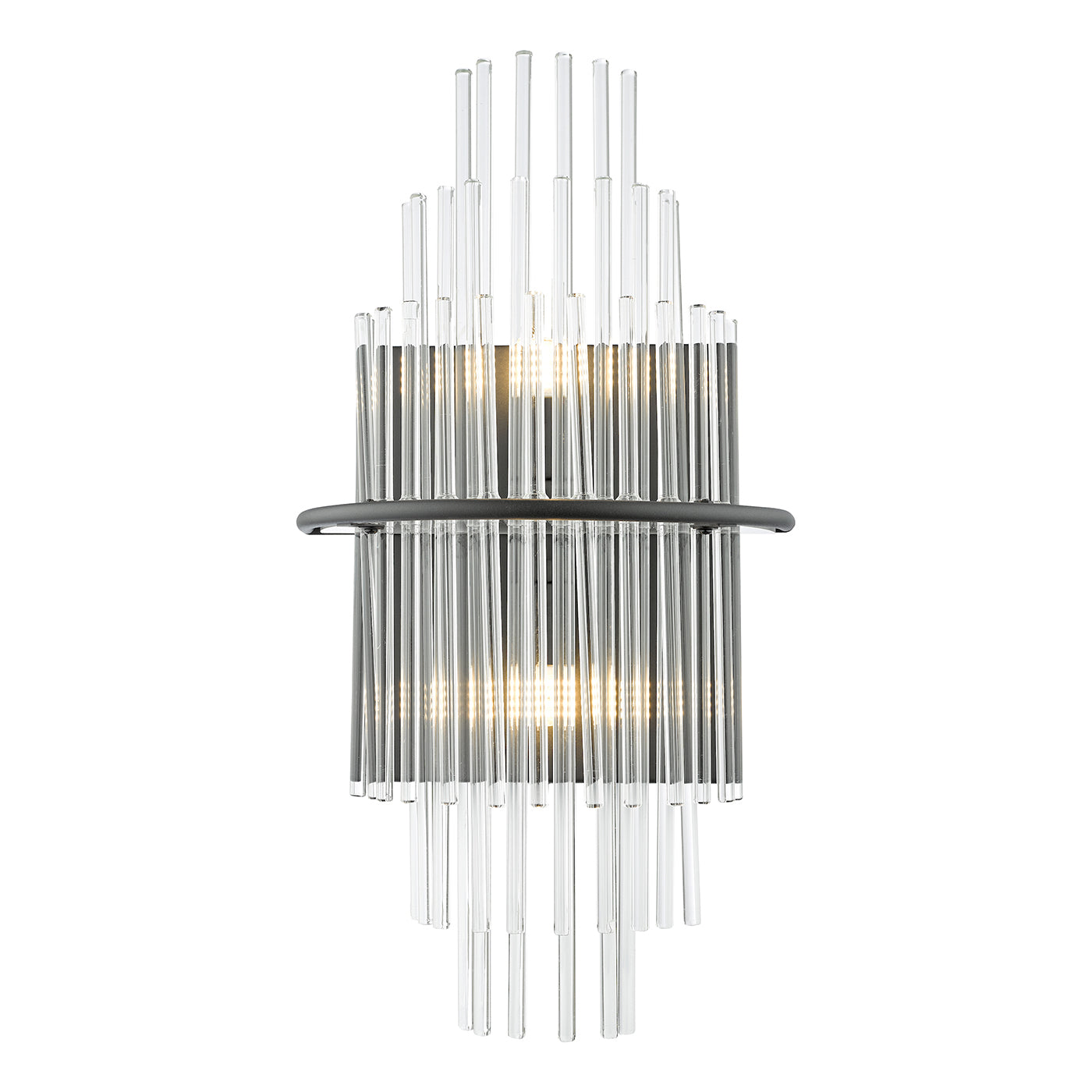 Lukas 2 Light Wall Light Satin Black and Glass