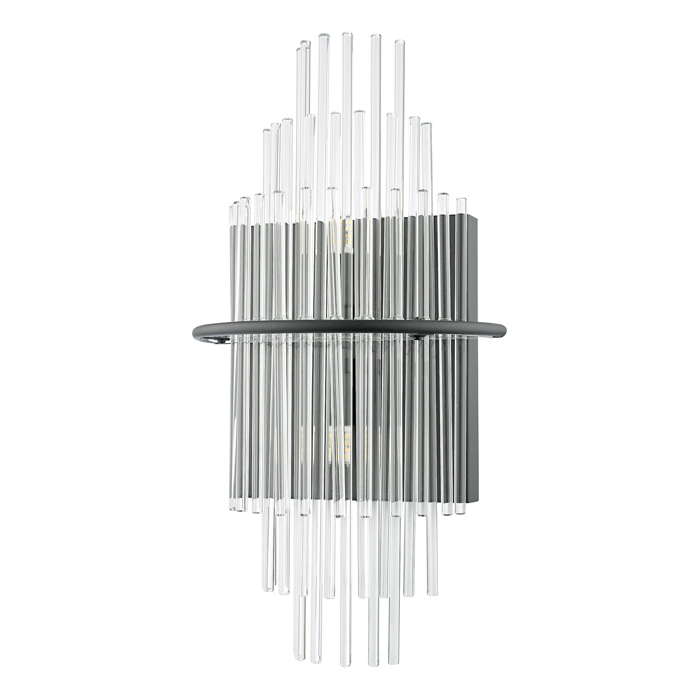 Lukas 2 Light Wall Light Satin Black and Glass