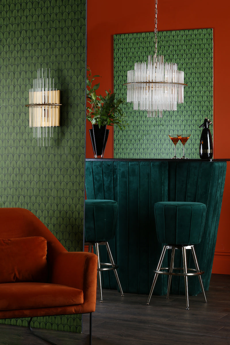 Lukas 2 Light Wall Light Antique Gold Glass