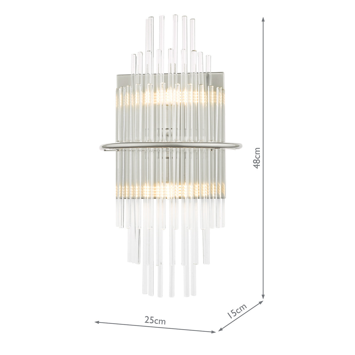 Lukas 2 Light Wall Light Polished Chrome Glass