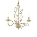 Lullaby 3-Light Gold & Cream Chandelier with Floral Detail & Glass Drops (Dimmable)