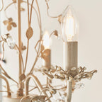 Lullaby 3-Light Gold & Cream Chandelier with Floral Detail & Glass Drops (Dimmable)