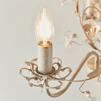 Lullaby 3-Light Gold & Cream Chandelier with Floral Detail & Glass Drops (Dimmable)