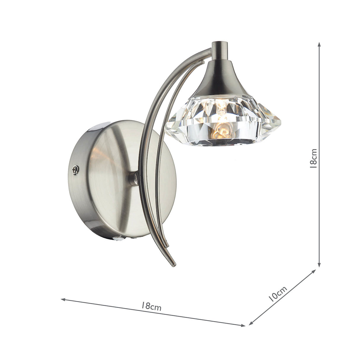 Luther Wall Light Satin Chrome Crystal