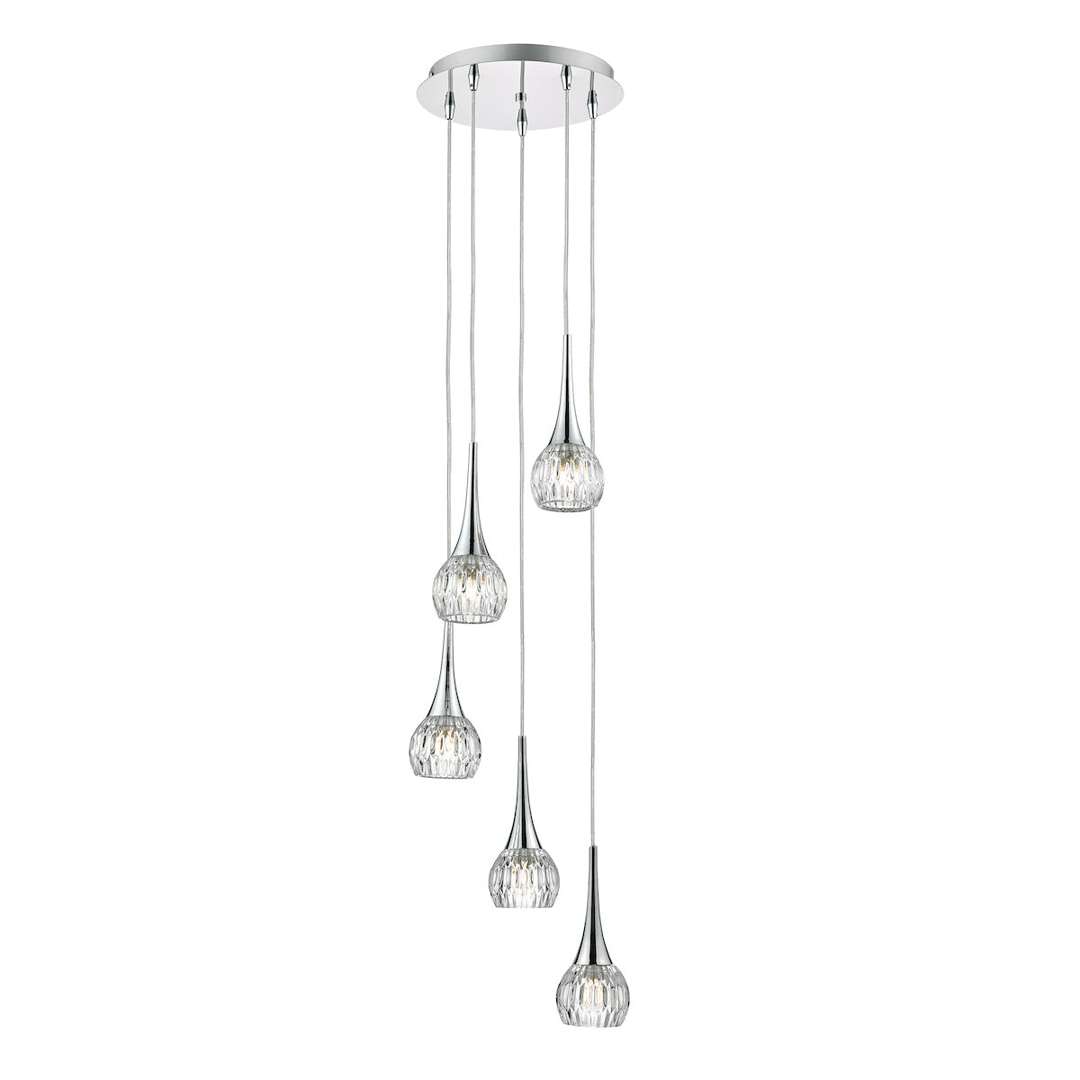 Lyall 5 Light Pendant Polished Chrome Glass