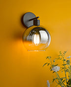 Lycia Wall Light Matt Black and Smoked Ombre Glass