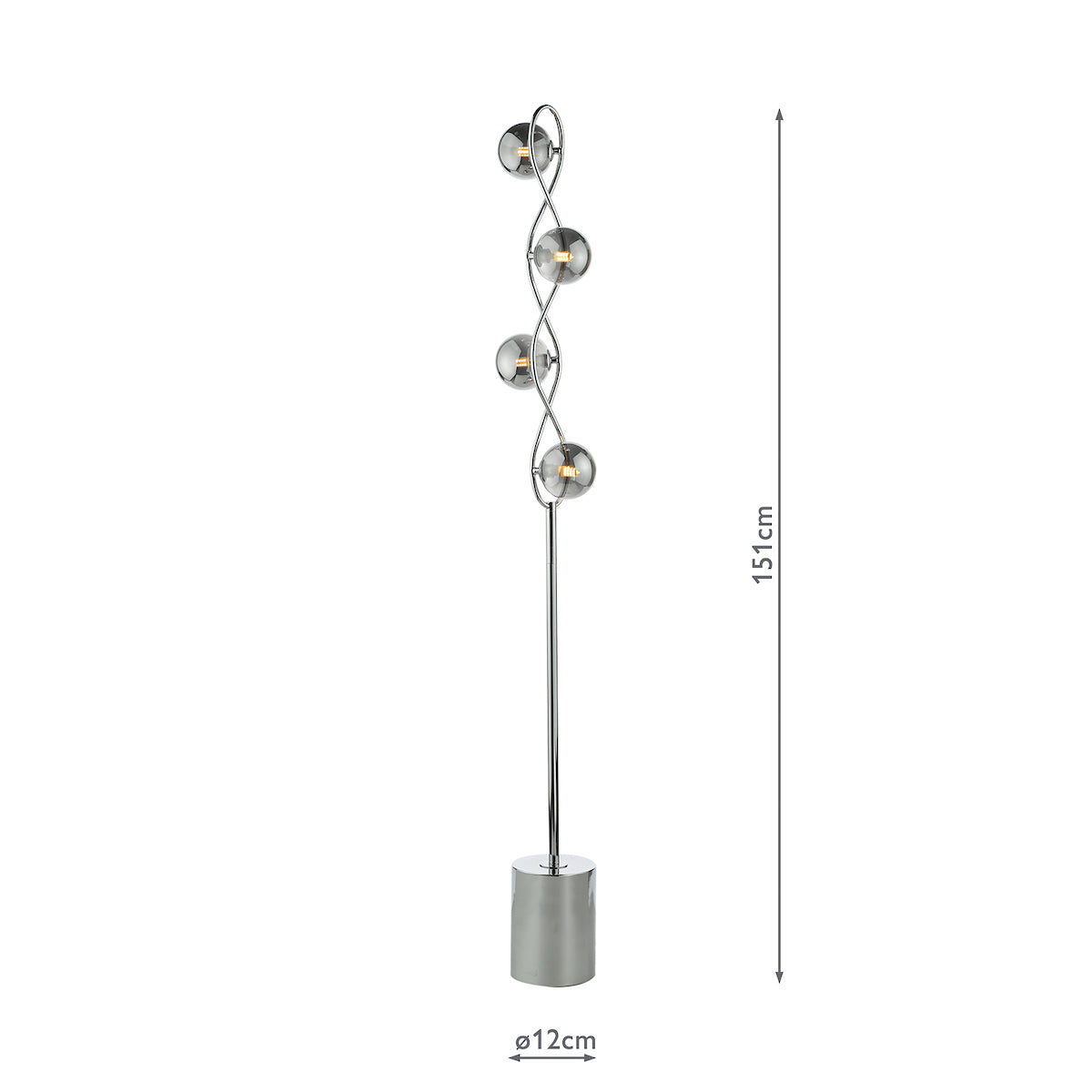 Lysandra 4 Light Floor Lamps Polished Chrome and Smoked Glass