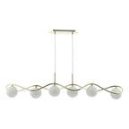 Lysandra 6 Light Bar Pendant Polished Gold and Opal Glass