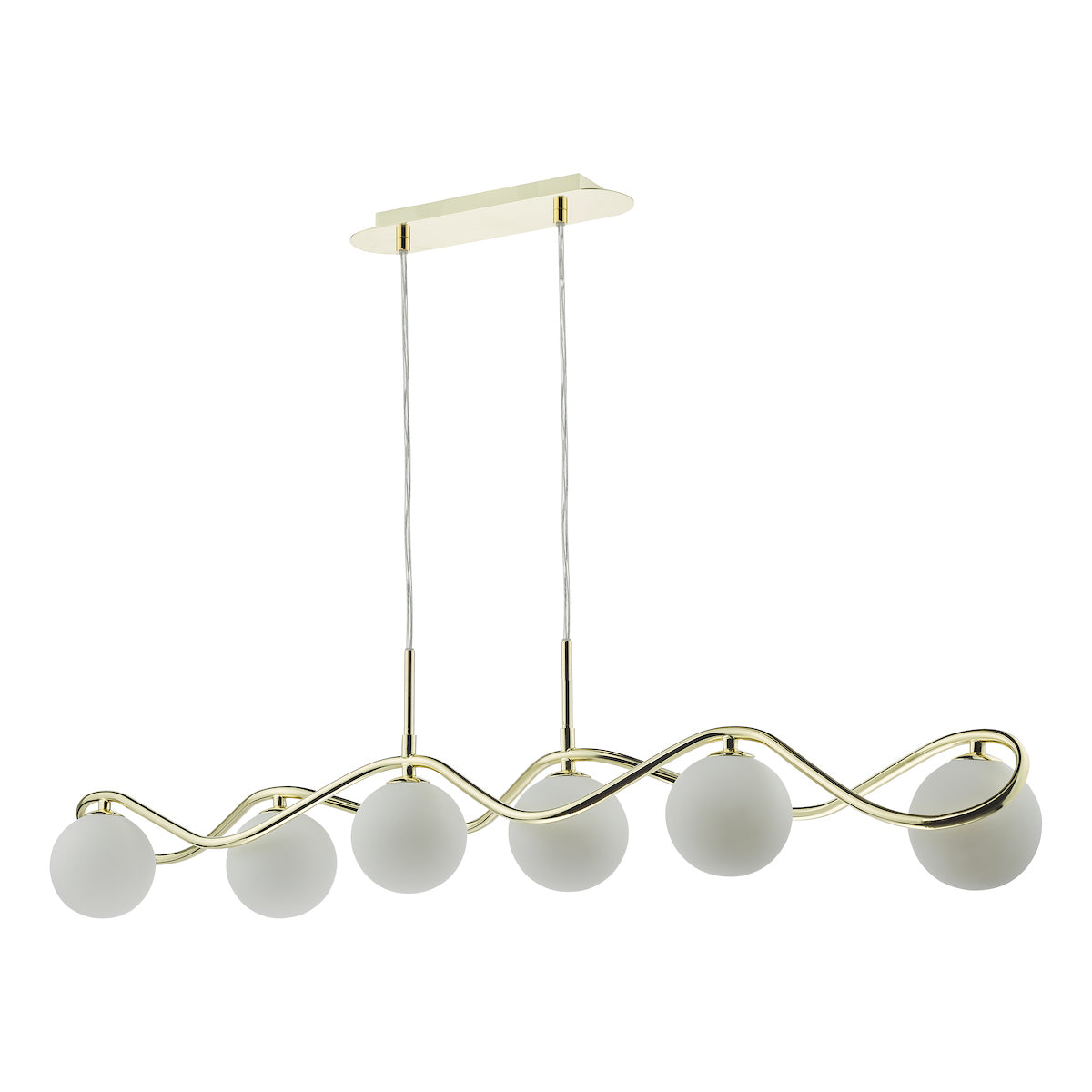 Lysandra 6 Light Bar Pendant Polished Gold and Opal Glass