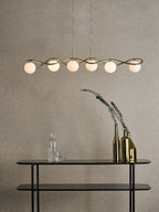 Lysandra 6 Light Bar Pendant Polished Gold and Opal Glass