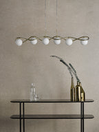 Lysandra 6 Light Bar Pendant Polished Gold and Opal Glass