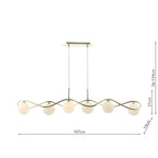 Lysandra 6 Light Bar Pendant Polished Gold and Opal Glass